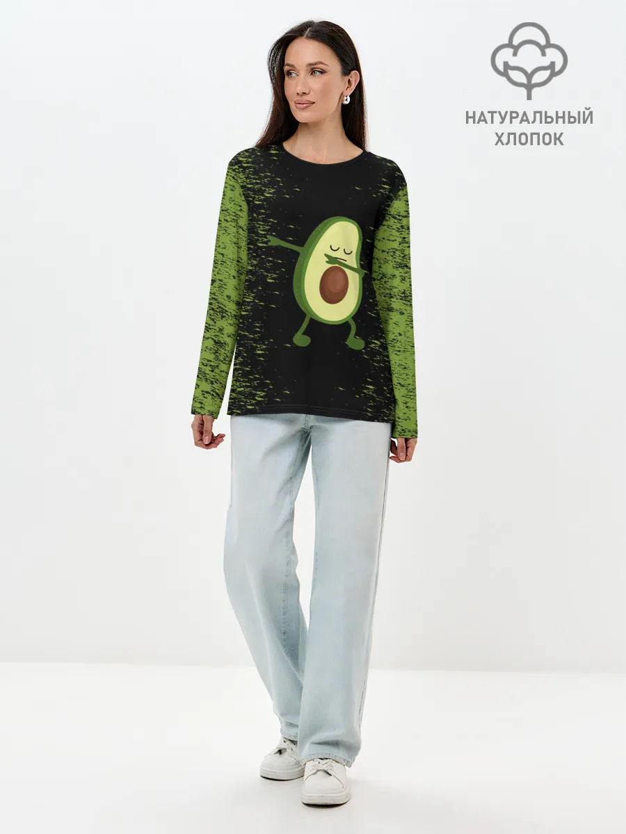 Лонгслив женский. Хлопок / Авокадо