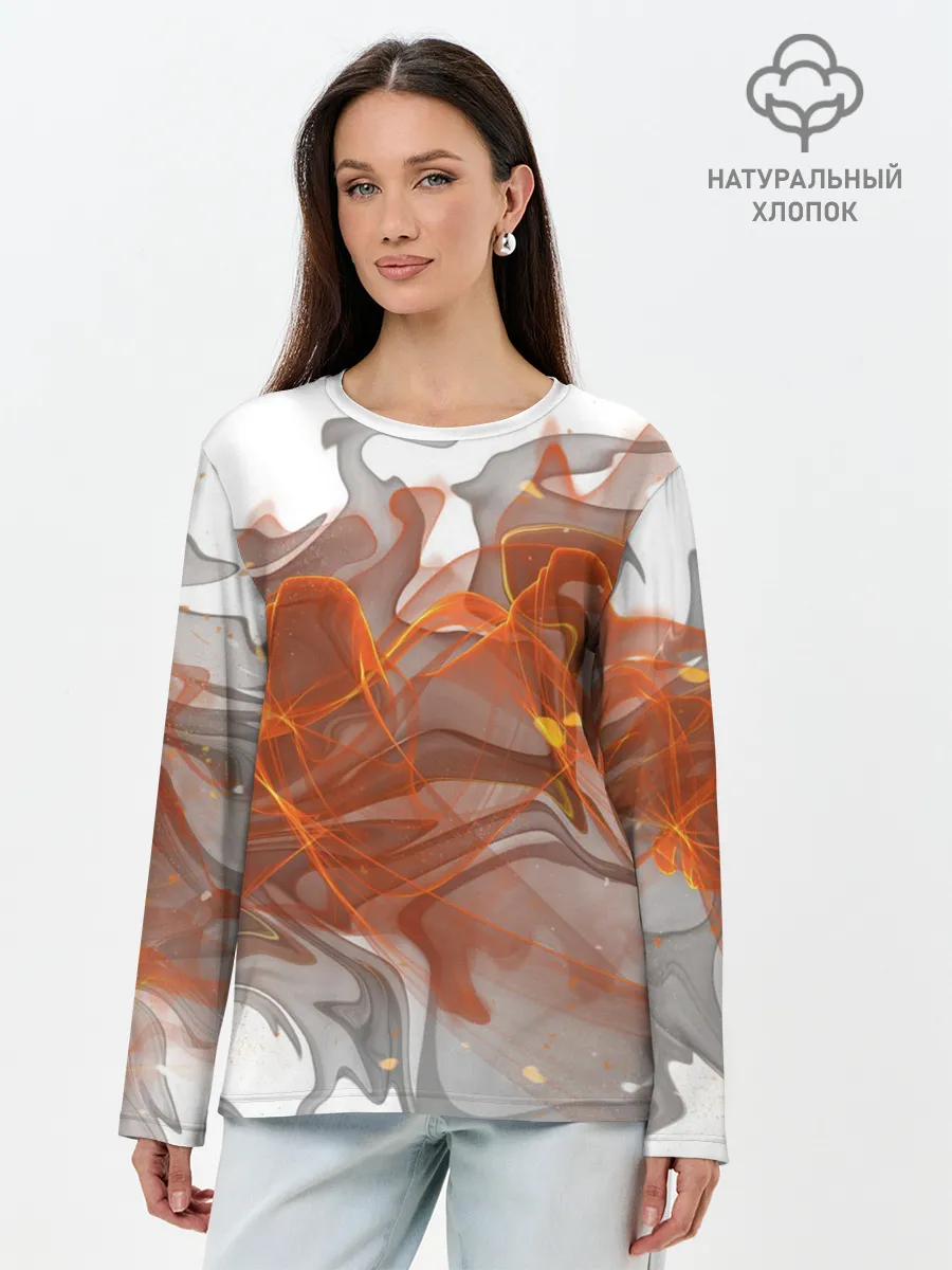Лонгслив женский. Хлопок / ОГОНЬ