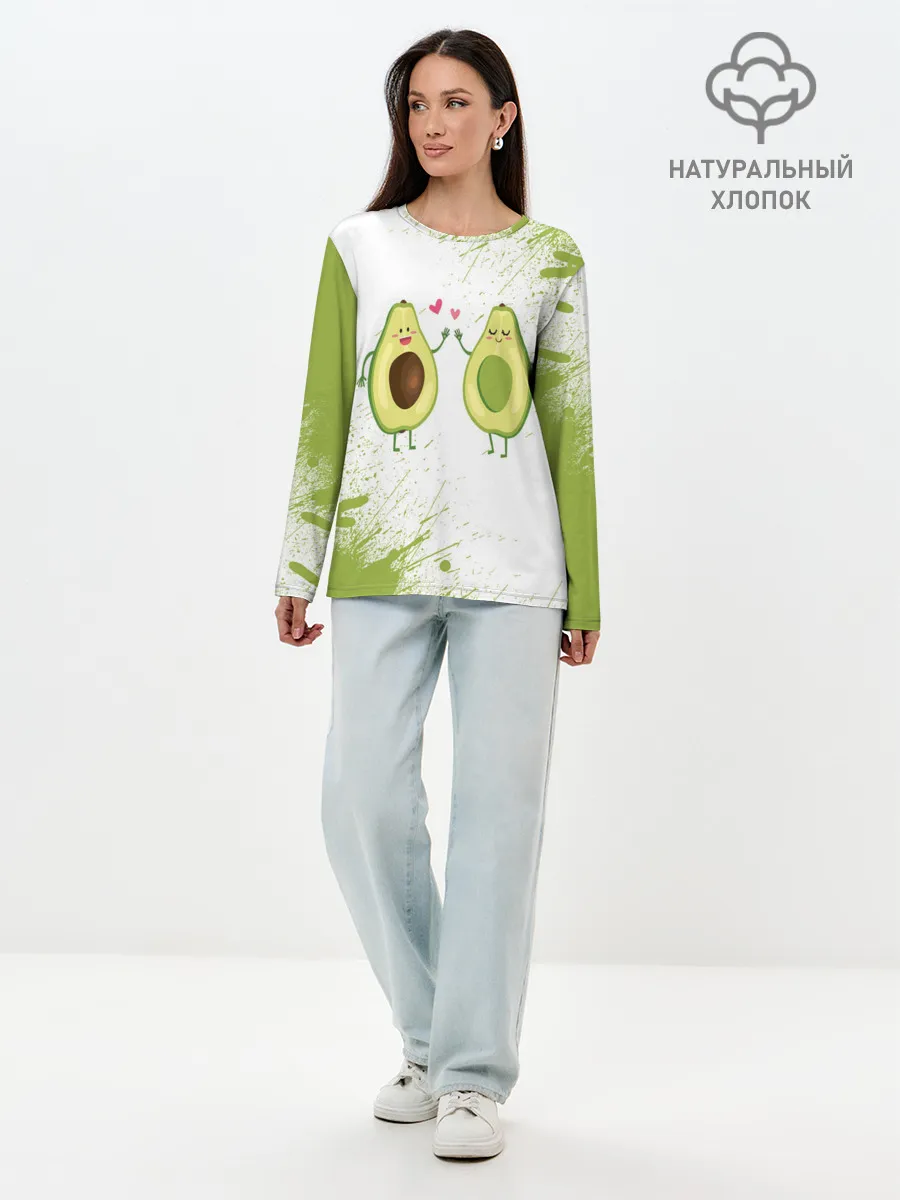 Лонгслив женский. Хлопок / Авокадо