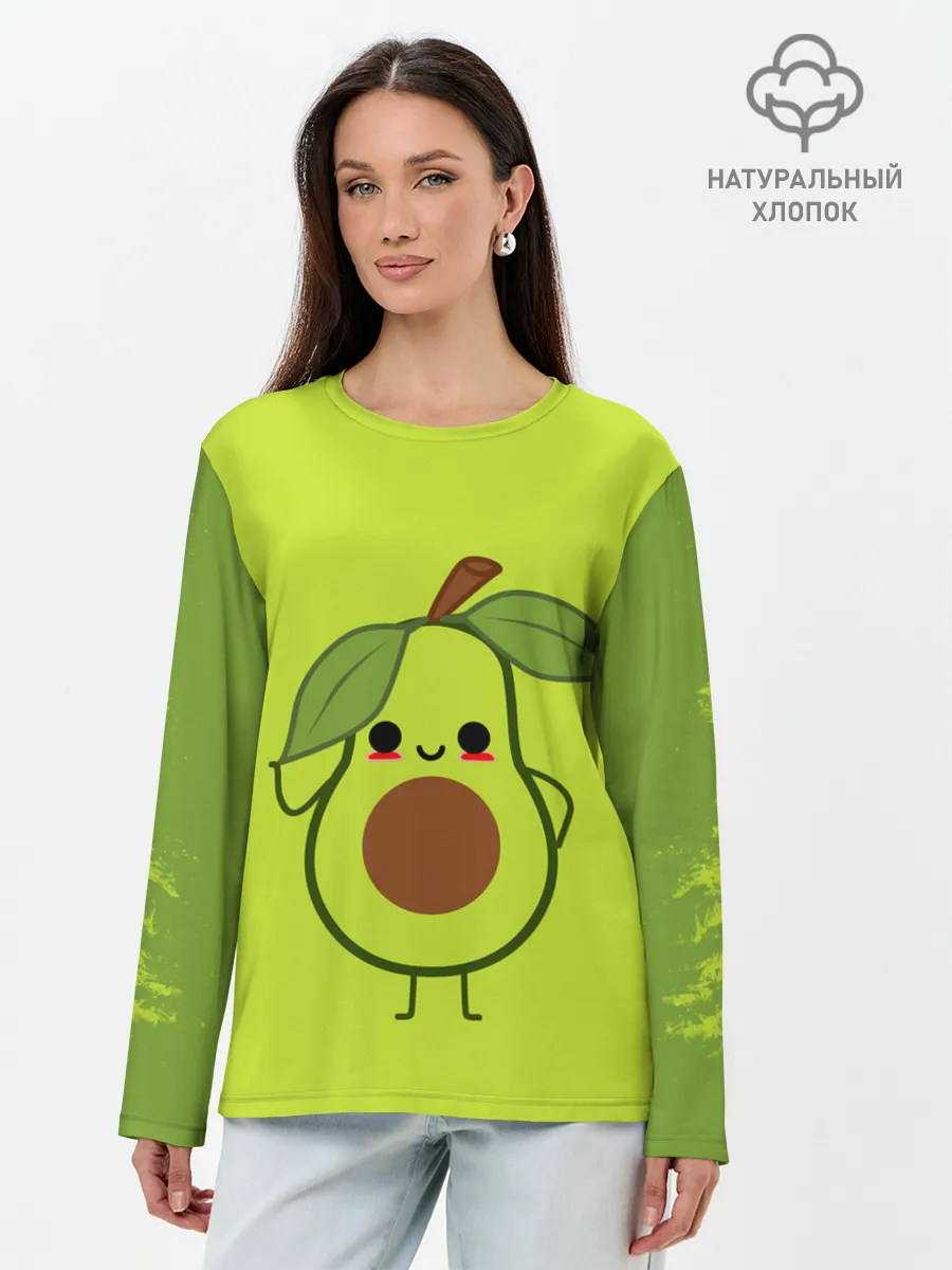 Лонгслив женский. Хлопок / Авокадо