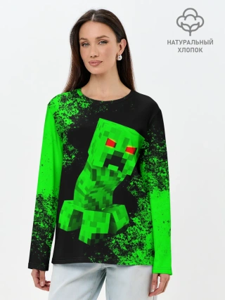 Лонгслив женский. Хлопок / MINECRAFT CREEPER