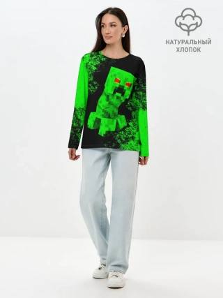 Лонгслив женский. Хлопок / MINECRAFT CREEPER