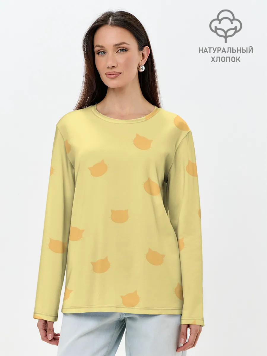 Лонгслив женский. Хлопок / Кошки