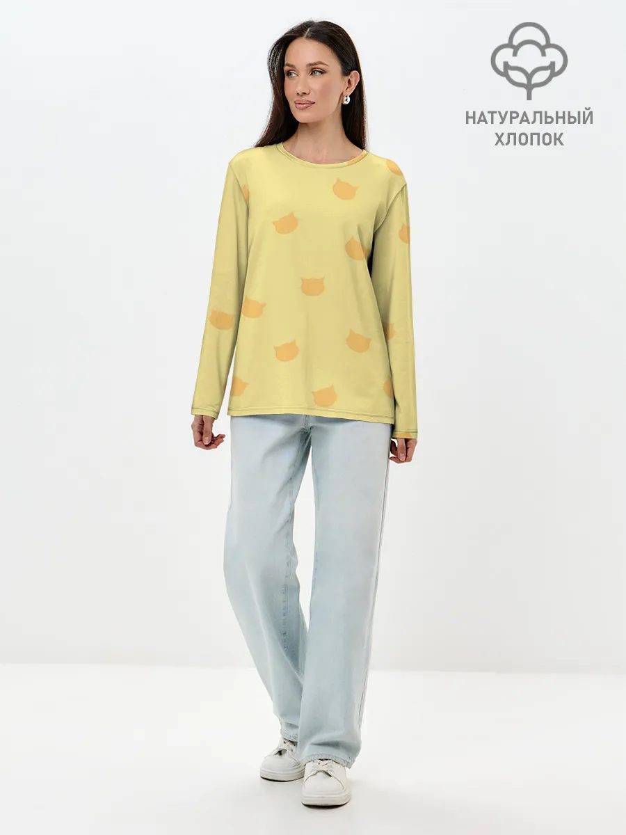 Лонгслив женский. Хлопок / Кошки