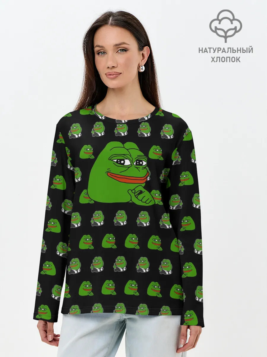 Лонгслив женский. Хлопок / Frog Pepe