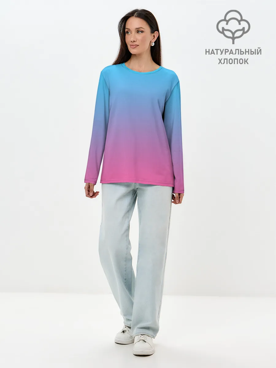 Лонгслив женский. Хлопок / Текстура Неоновая