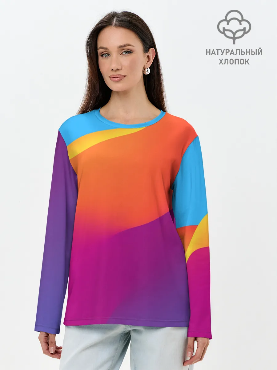Лонгслив женский. Хлопок / ТЕКСТУРА ГРАДИЕНТА