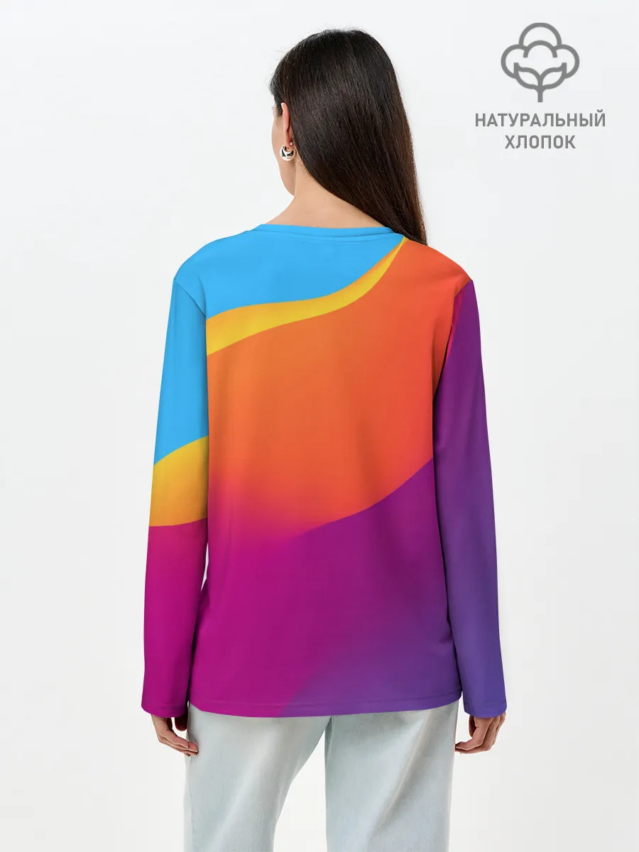 Лонгслив женский. Хлопок / ТЕКСТУРА ГРАДИЕНТА