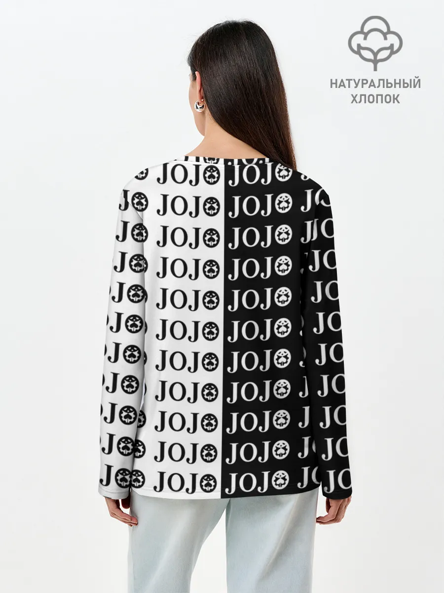 Лонгслив женский. Хлопок / Логотип джо джо паттерн черно-белый