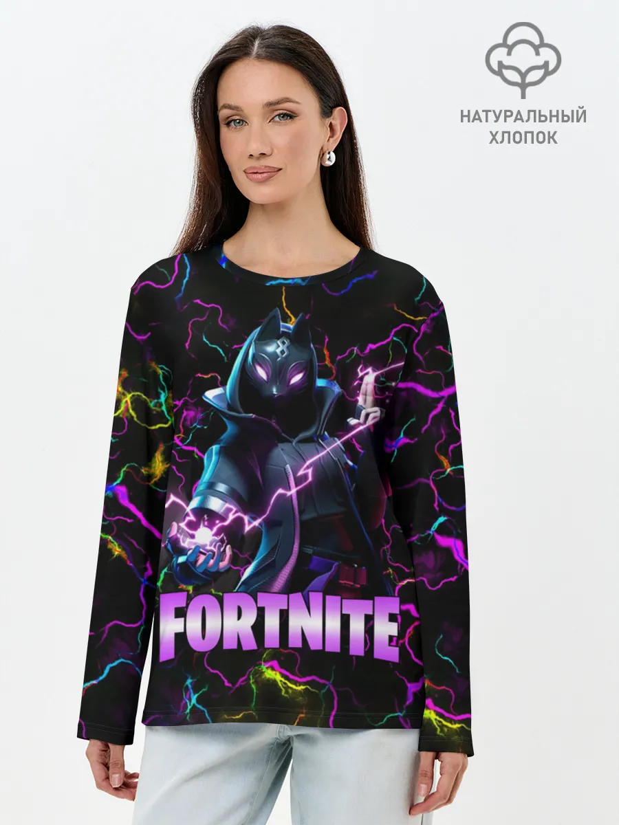 Лонгслив женский. Хлопок / Fortnite | Молнии