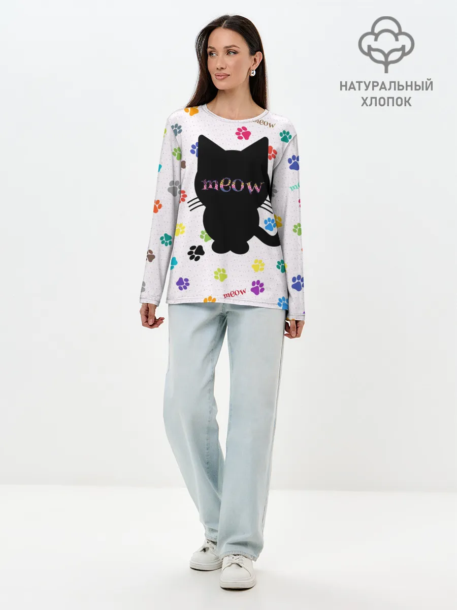 Лонгслив женский. Хлопок / Meow