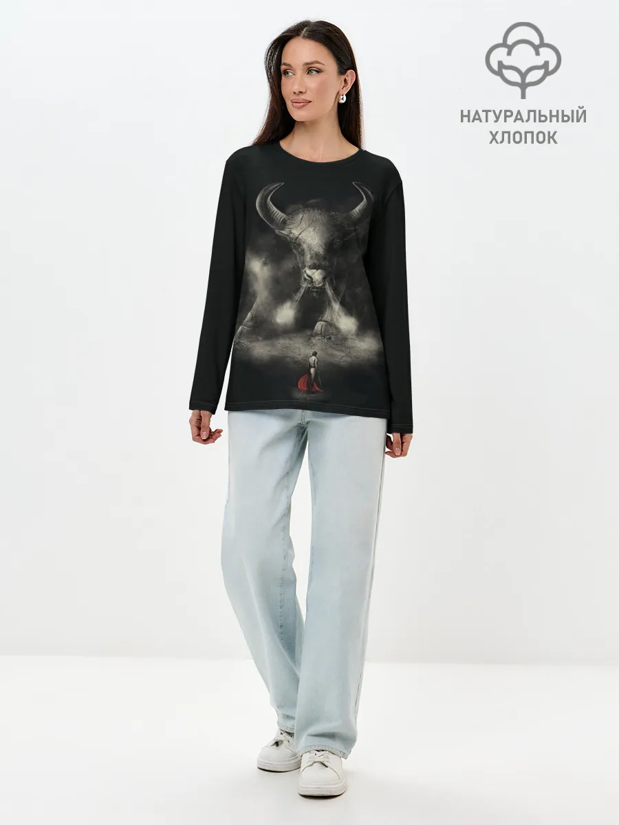 Лонгслив женский. Хлопок / Бык 2021