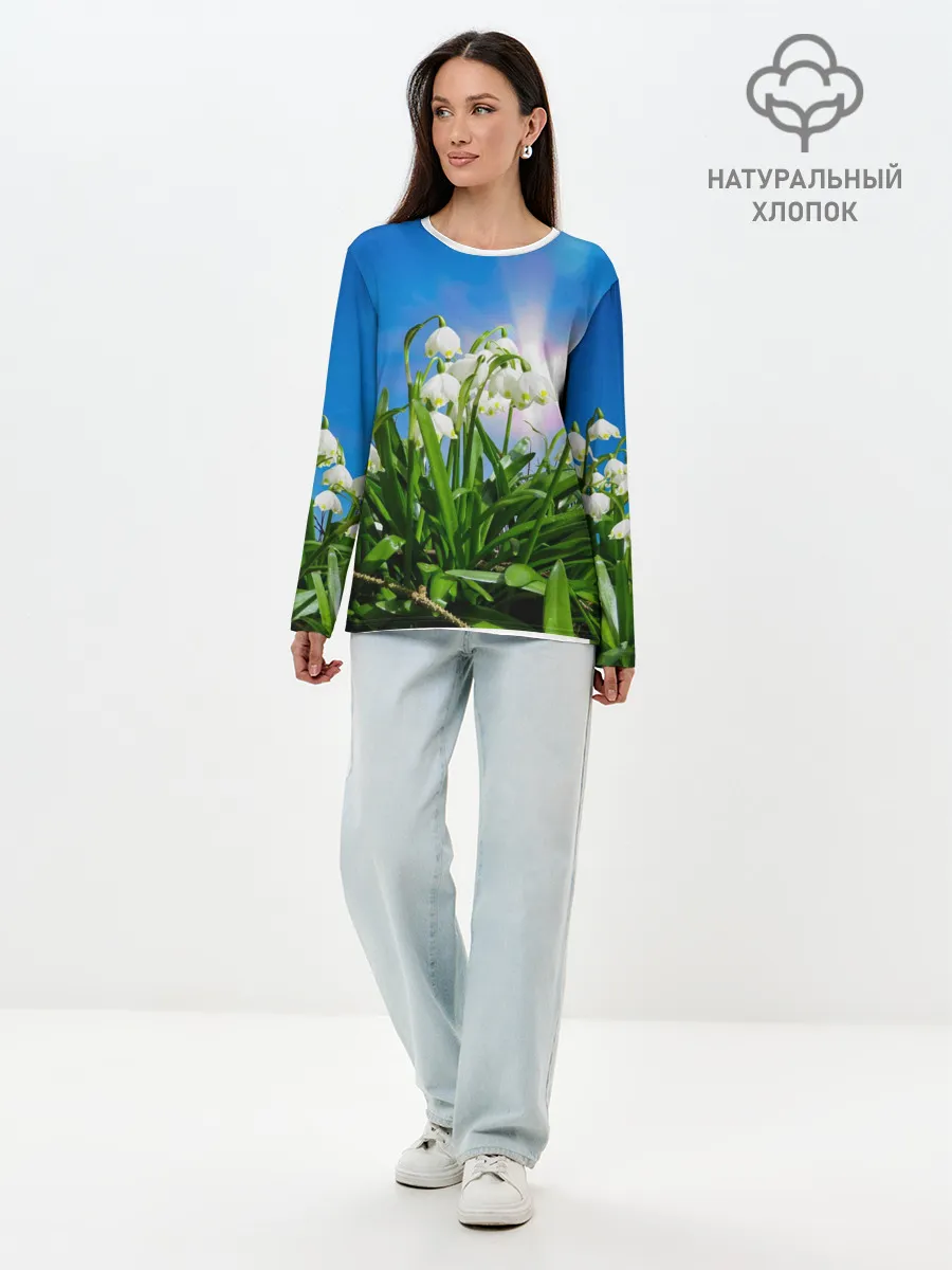 Лонгслив женский. Хлопок / Подснежники