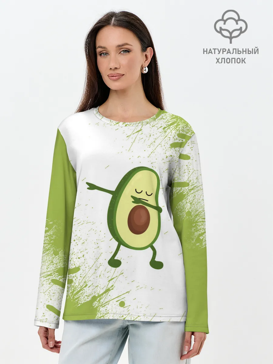 Лонгслив женский. Хлопок / Авокадо
