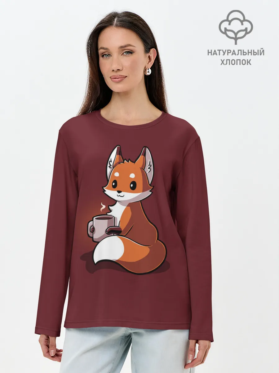 Лонгслив женский. Хлопок / Кофе любят не только люди
