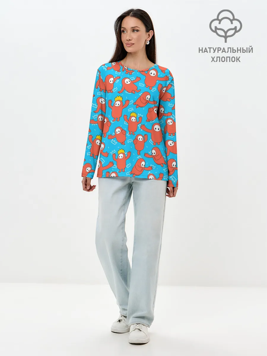 Лонгслив женский. Хлопок / Fall guys red