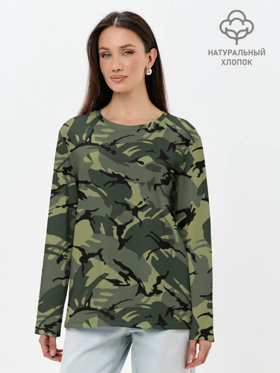 Лонгслив женский. Хлопок / Камуфляж
