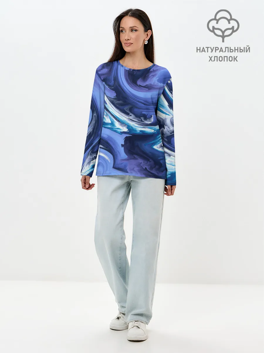 Лонгслив женский. Хлопок / Абстрактные волны
