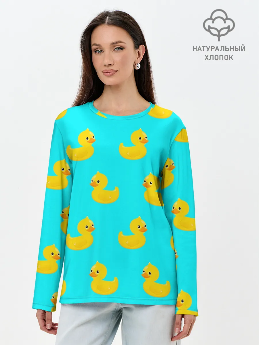 Лонгслив женский. Хлопок / Уточки