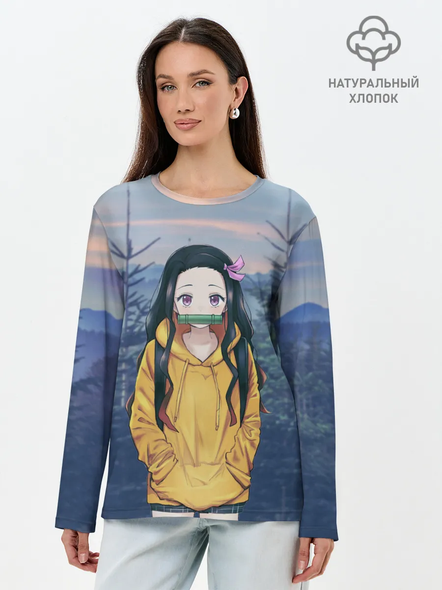 Лонгслив женский. Хлопок / Незуко