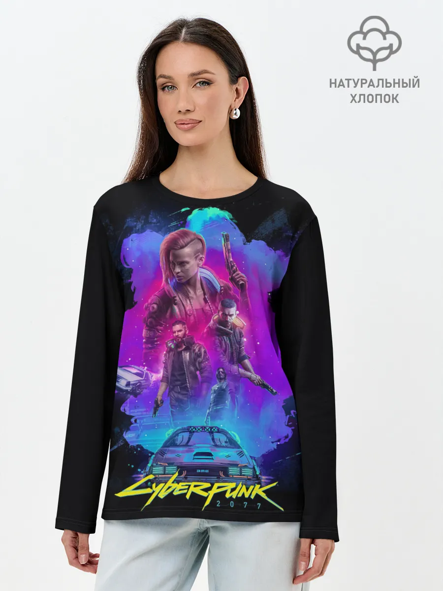 Лонгслив женский. Хлопок / Cyberpunk 2077