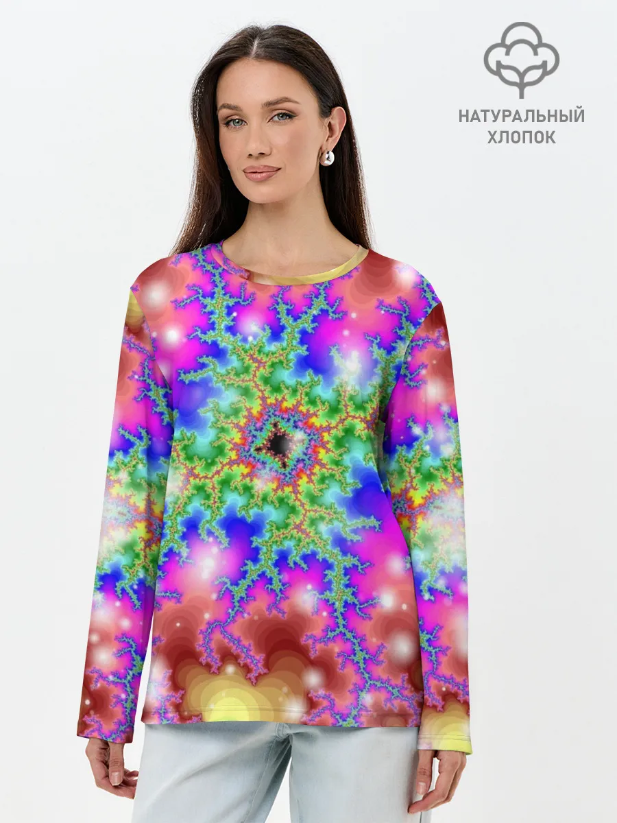 Лонгслив женский. Хлопок / Абстракция