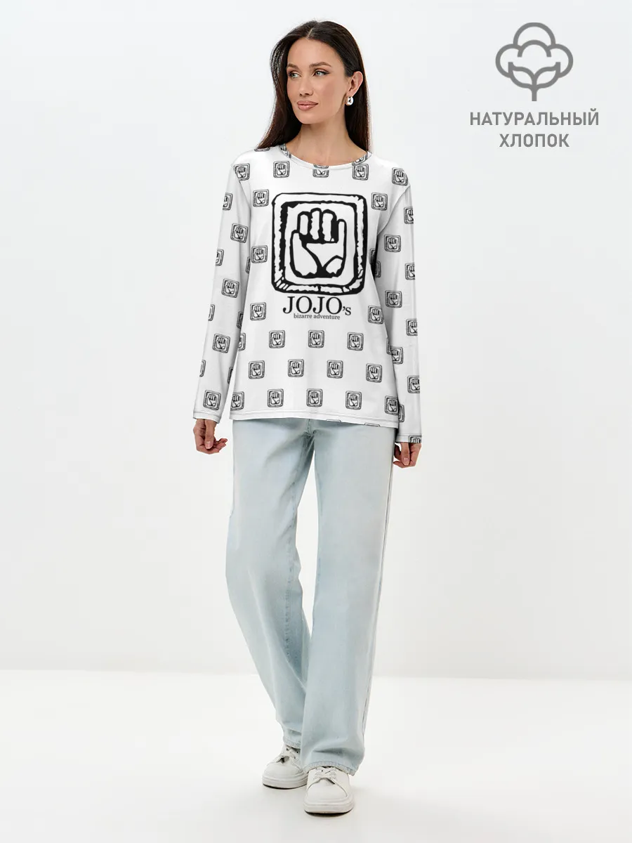 Лонгслив женский. Хлопок / Лого джоджо белый