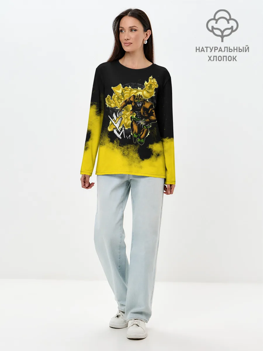 Лонгслив женский. Хлопок / Хамон желтый дым
