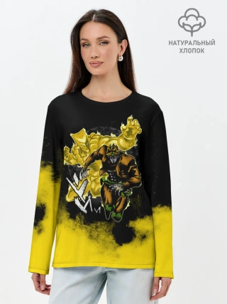 Лонгслив женский. Хлопок / Хамон желтый дым