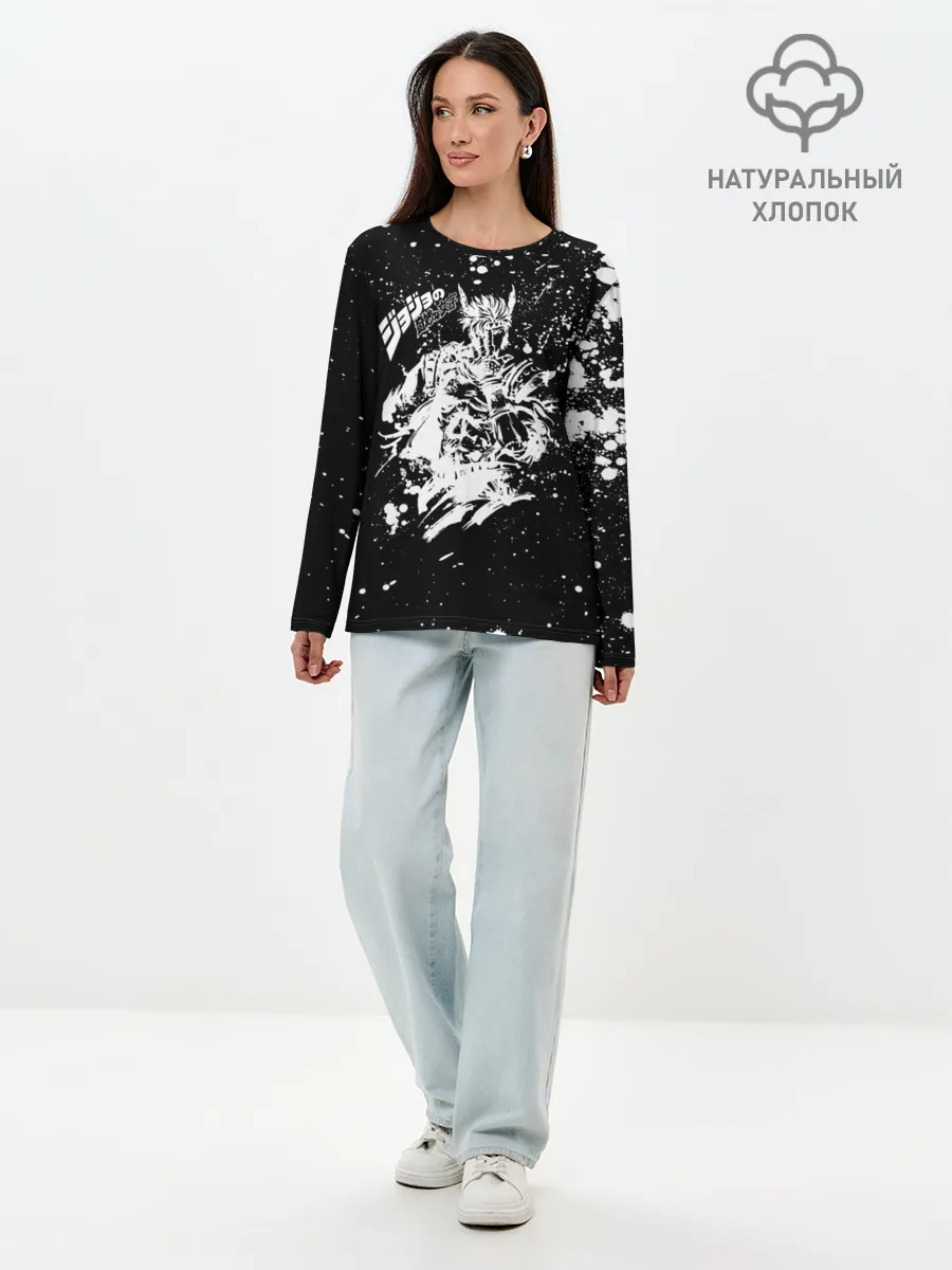 Лонгслив женский. Хлопок / Хамон белые брызни