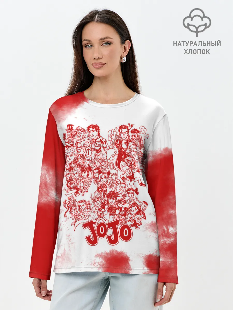 Лонгслив женский. Хлопок / Джоджо герои красный дым