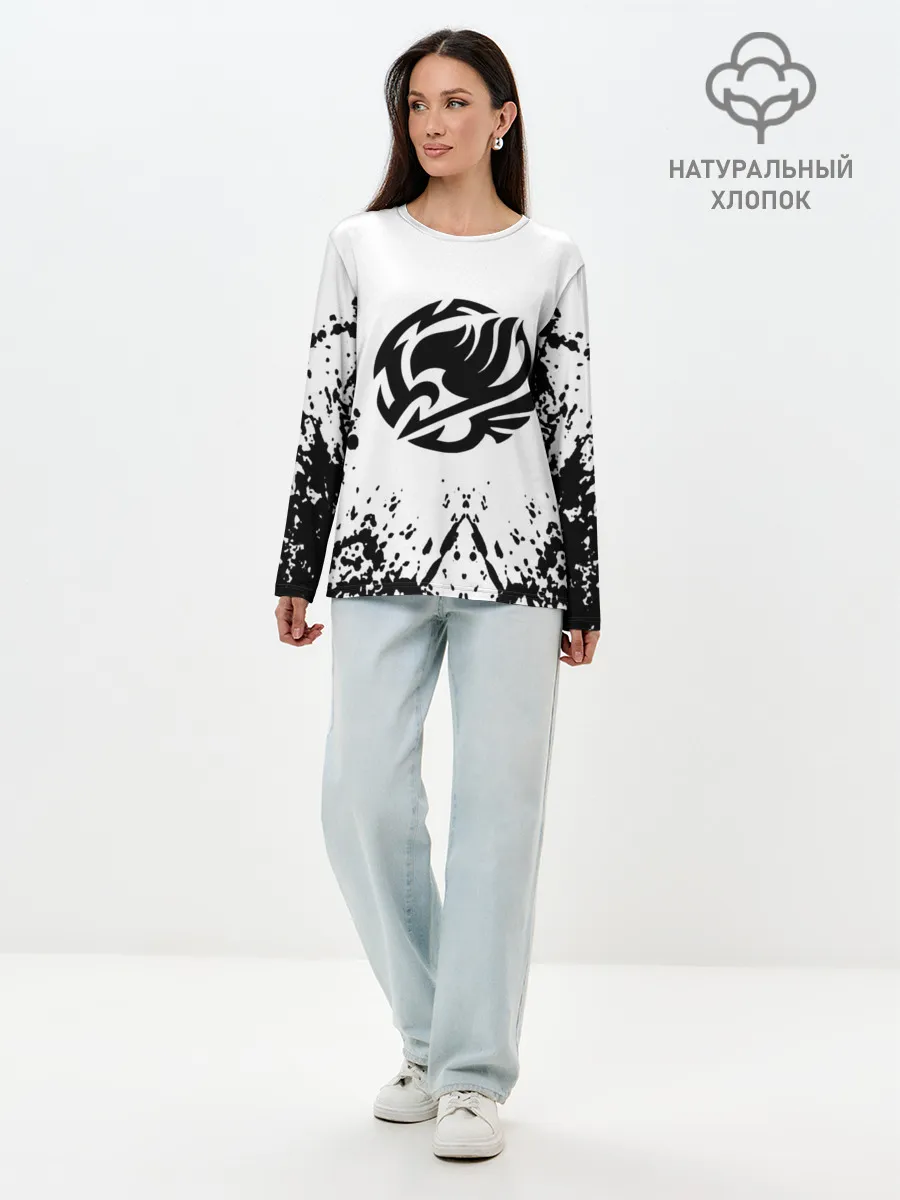 Лонгслив женский. Хлопок / Хвост Феи на белом