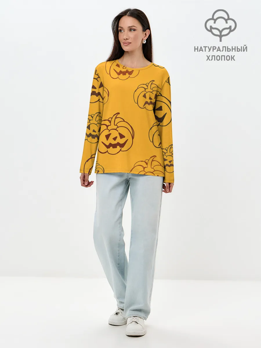 Лонгслив женский. Хлопок / Тыквы