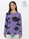 Лонгслив женский. Хлопок / Фиолетовый хэллоуин