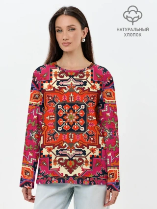 Лонгслив женский. Хлопок / Бордовый ковер