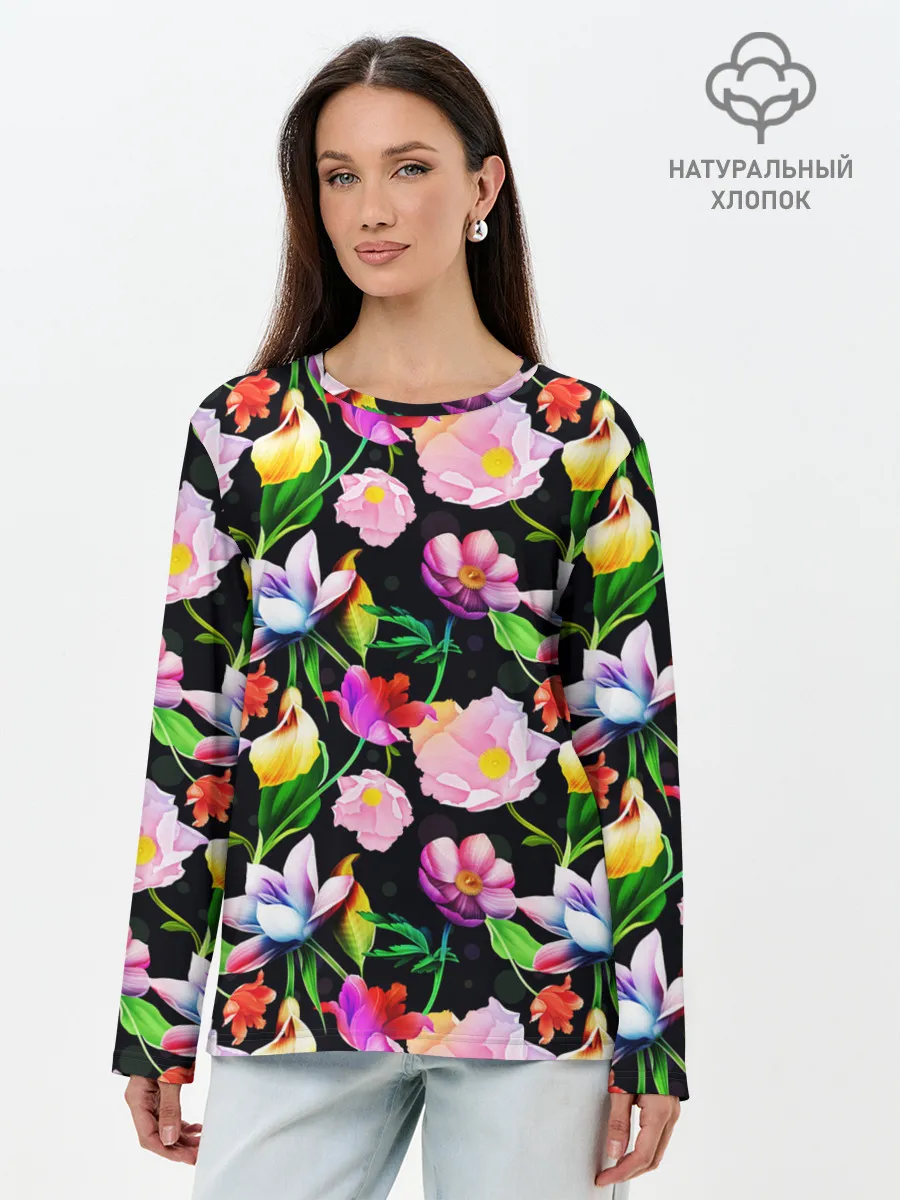 Лонгслив женский. Хлопок / Разноцветие