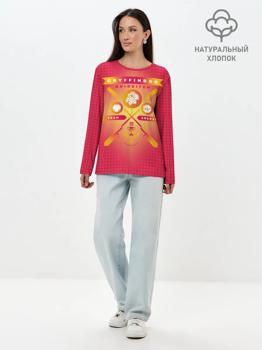 Лонгслив женский. Хлопок / Gryffindor Quidditch