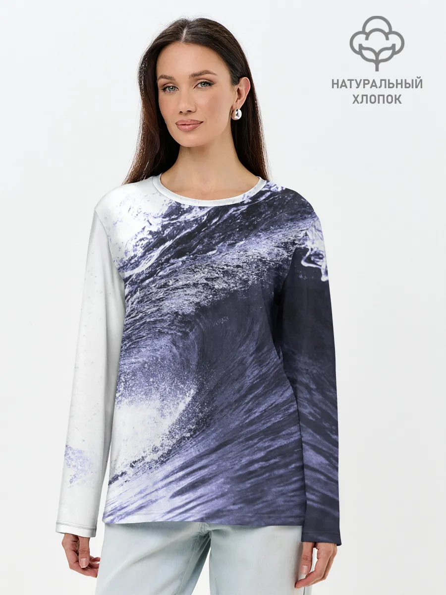 Лонгслив женский. Хлопок / Волна