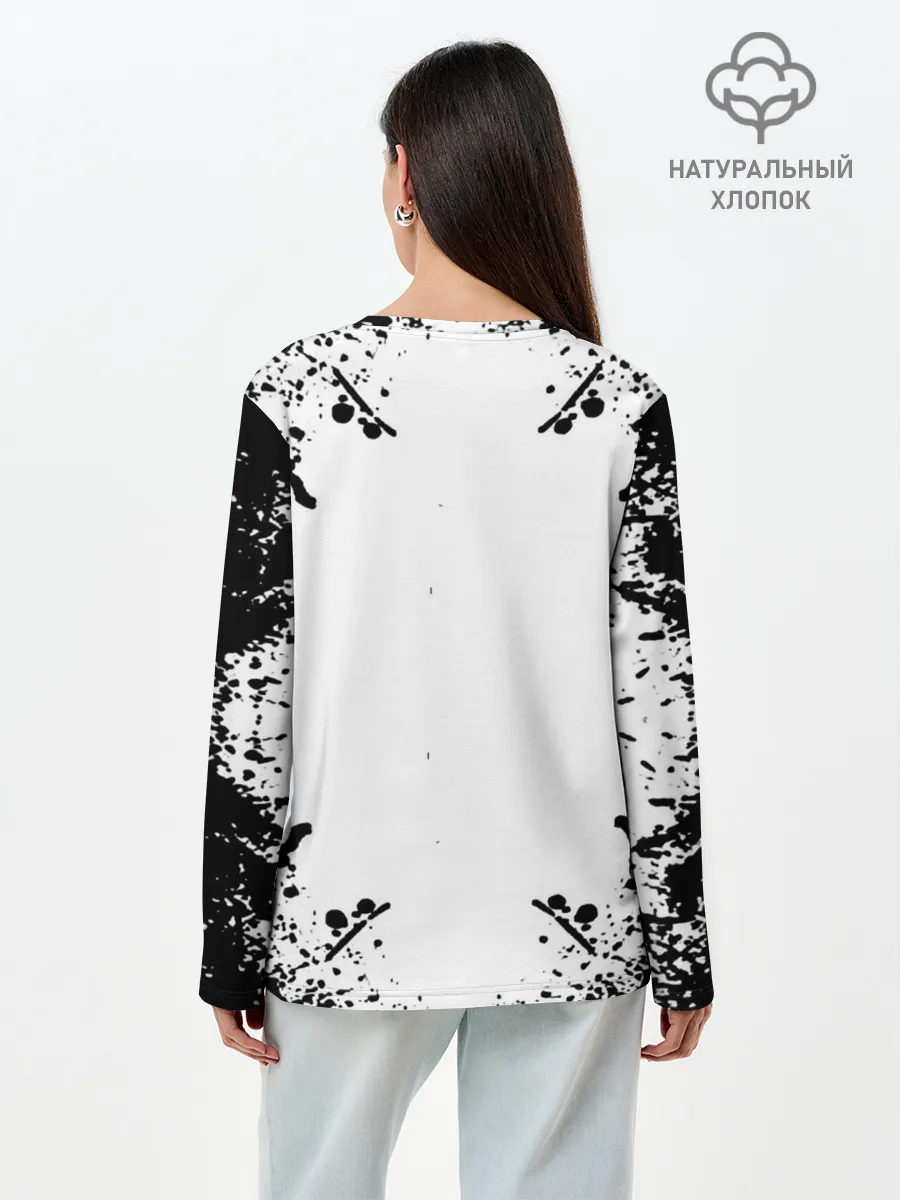 Лонгслив женский. Хлопок / Хвост Феи в белом круге