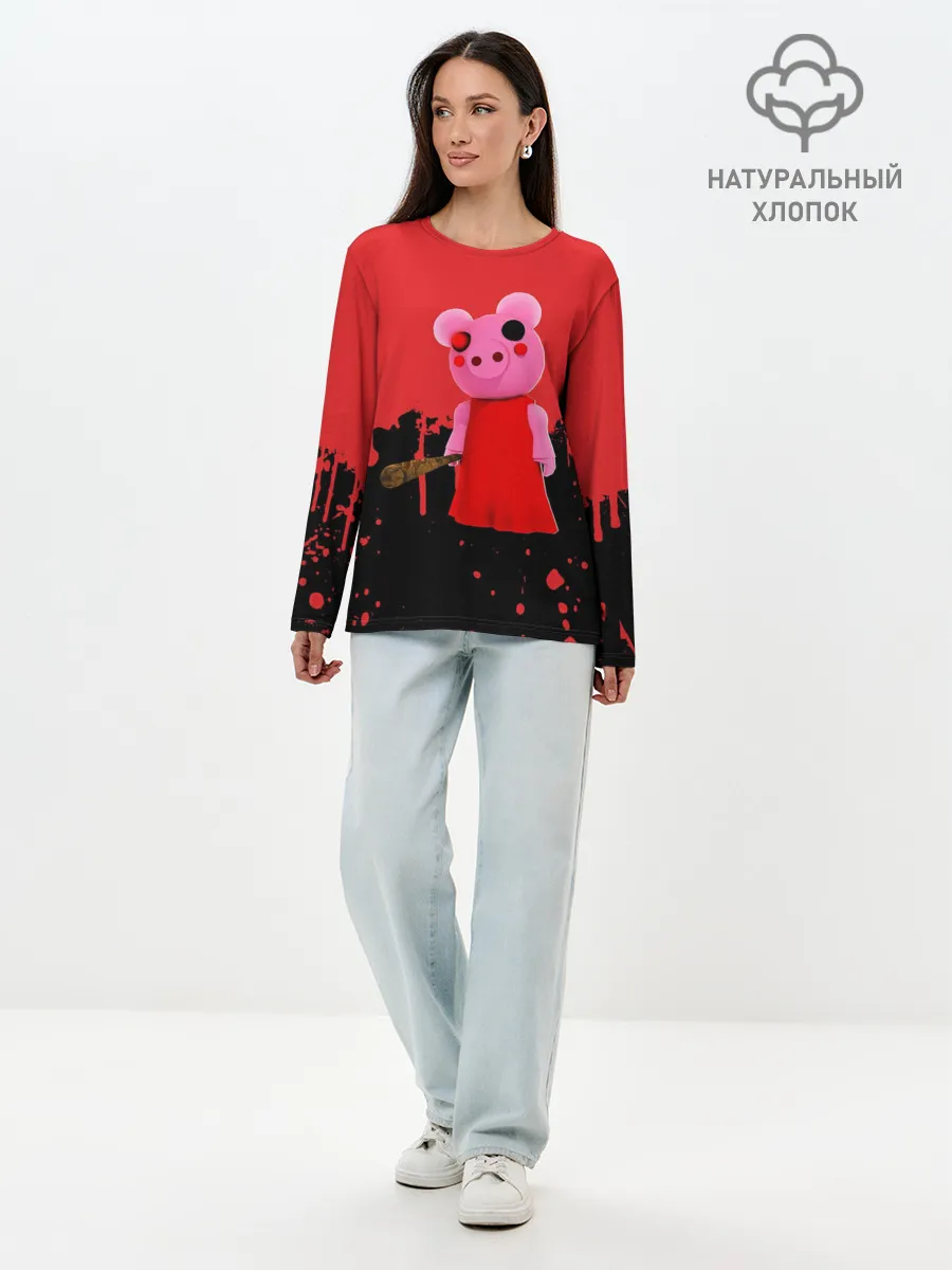 Лонгслив женский. Хлопок / ROBLOX PIGGY - СВИНКА ПИГГИ