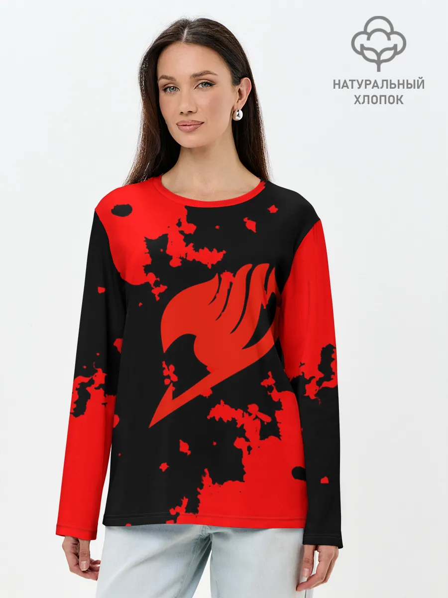 Лонгслив женский. Хлопок / Хвост Феи красные зоны