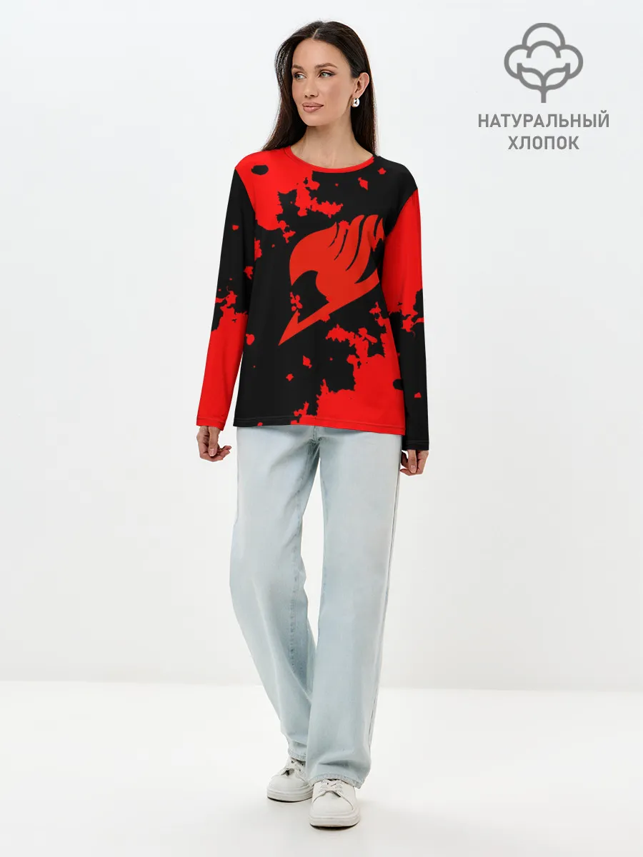 Лонгслив женский. Хлопок / Хвост Феи красные зоны