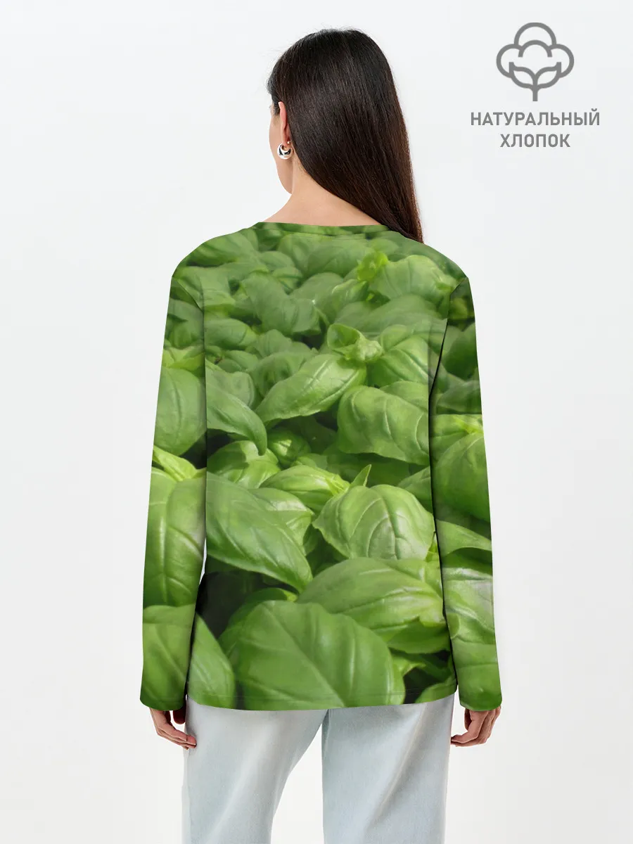 Лонгслив женский. Хлопок / Неоновый базилик