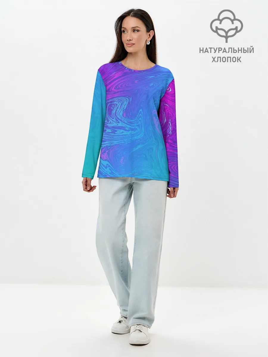 Лонгслив женский. Хлопок / BACKGROUND IN NEON