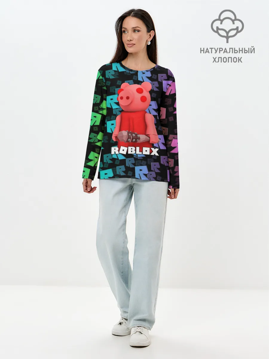 Лонгслив женский. Хлопок / ROBLOX PIGGY - СВИНКА ПИГГИ
