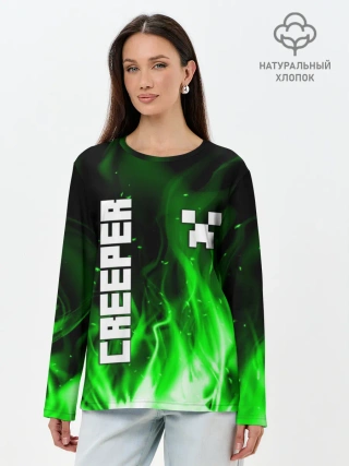 Лонгслив женский. Хлопок / MINECRAFT CREEPER