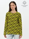 Лонгслив женский. Хлопок / Хаффлпафф паттерн
