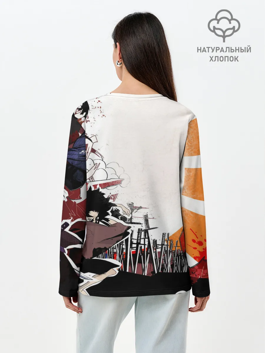 Лонгслив женский. Хлопок / Афросамурай аниме