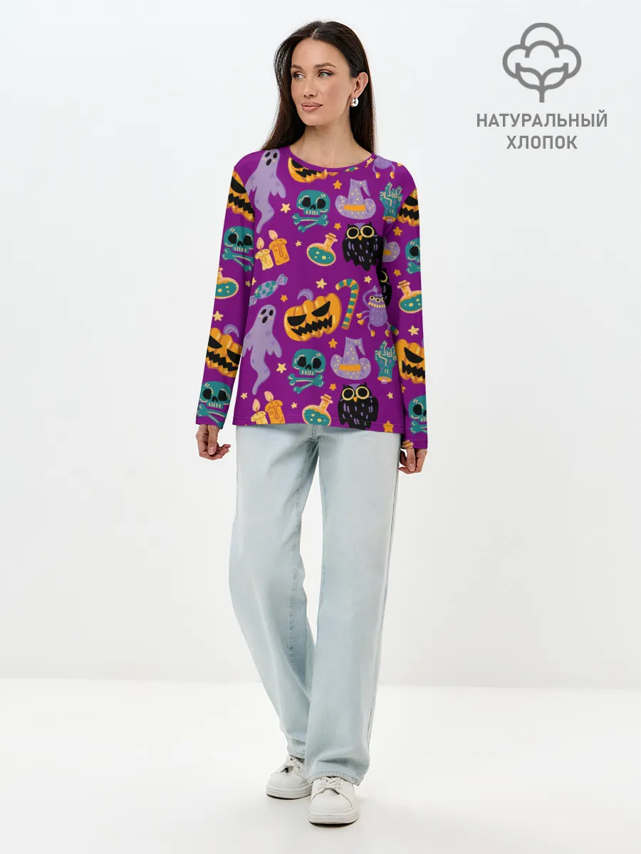 Лонгслив женский. Хлопок / Happy Halloween