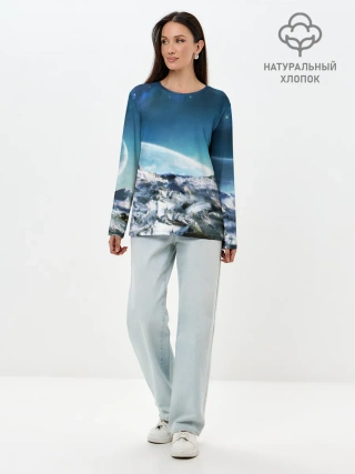 Лонгслив женский. Хлопок / Космос
